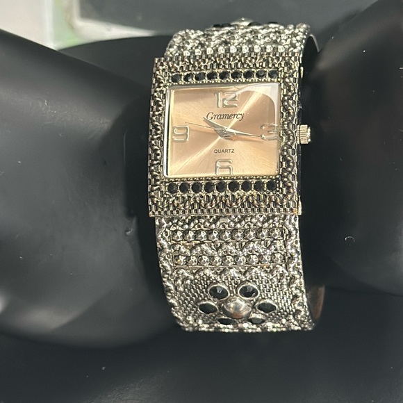 Gramercy Jewelry Vtg Gramercy Watch Rectangular Face Brown Cuff